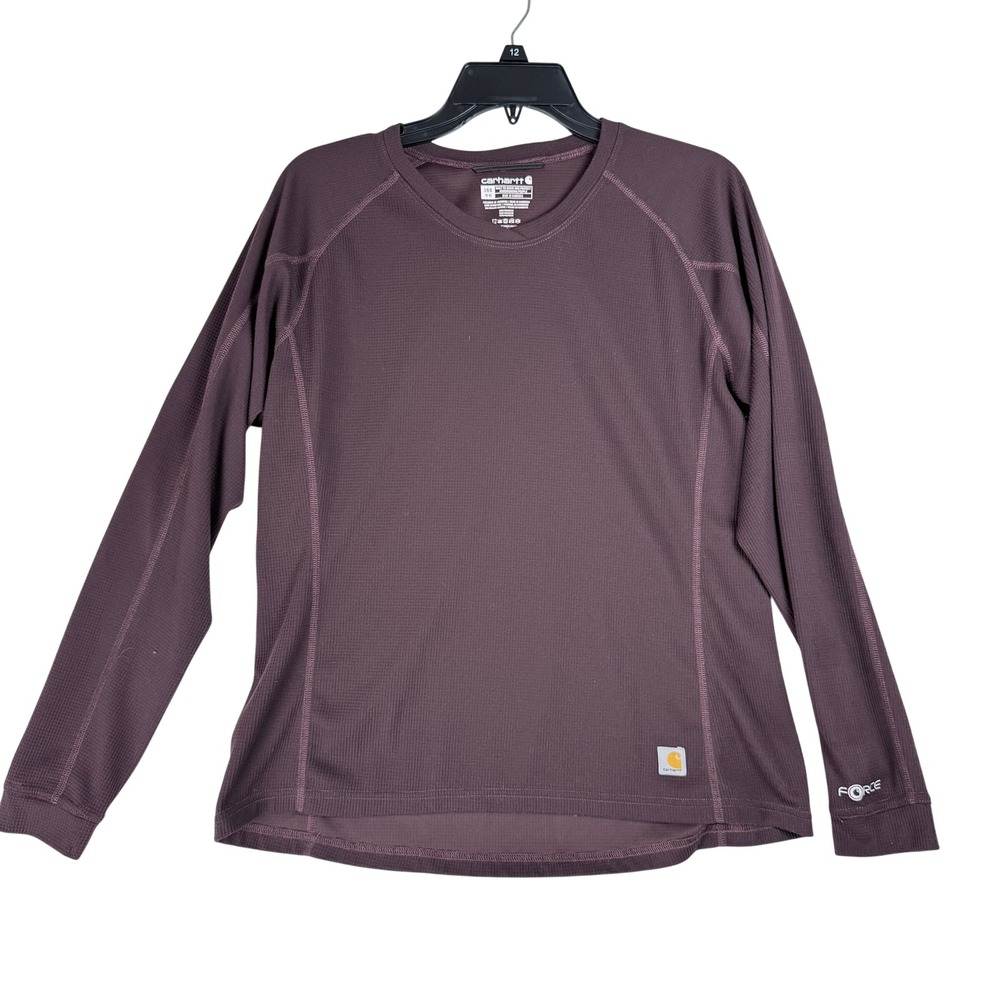Carhartt Force Shirt Women Large Deep Wine Waffle Knit Thermal Gorpcore Workwear